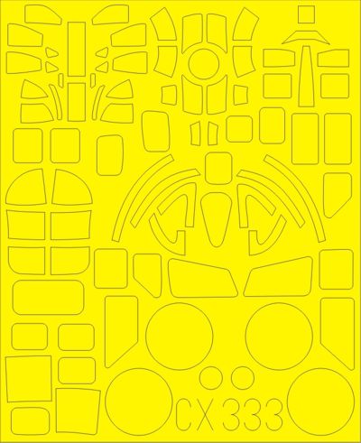 Boeing B-17F Flying Fortress canopy frame paint mask (designed to be used with Revell kits) (made from yellow Japanese produced Kabuki tape)