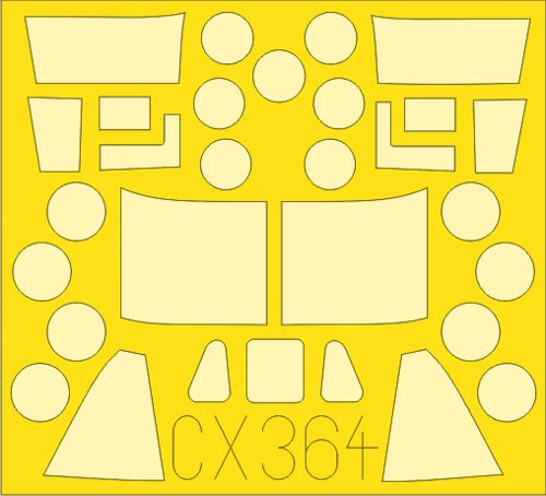 Bell-Boeing MV-22B Osprey canopy frame paint mask (designed to be used with Hasegawa kits) (made from yellow Japanese produced Kabuki tape)