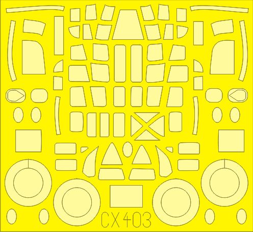 Short Stirling Mk.IV canopy frame paint mask (designed to be used with Italeri kits) (made from yellow Japanese produced Kabuki tape)