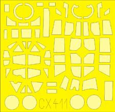Dornier Do-17Z canopy frame paint mask (designed to be used with Airfix kits) (made from yellow Japanese produced Kabuki tape)