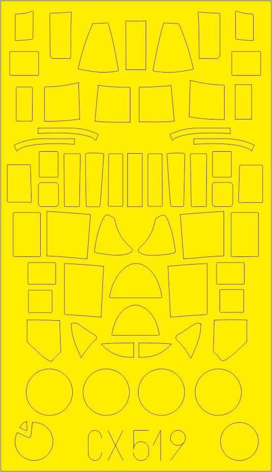 Northrop P-61B 'Black Widow' canopy frame paint mask (designed to be used with Hobby Boss kits) (made from yellow Japanese produced Kabuki tape)