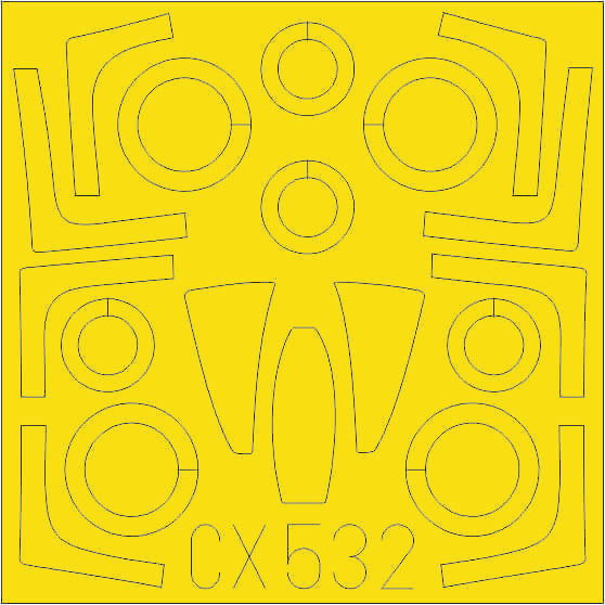 Grumman F-14A Tomcat canopy frame paint mask (designed to be used with Finemolds kits) (made from yellow Japanese produced Kabuki tape)