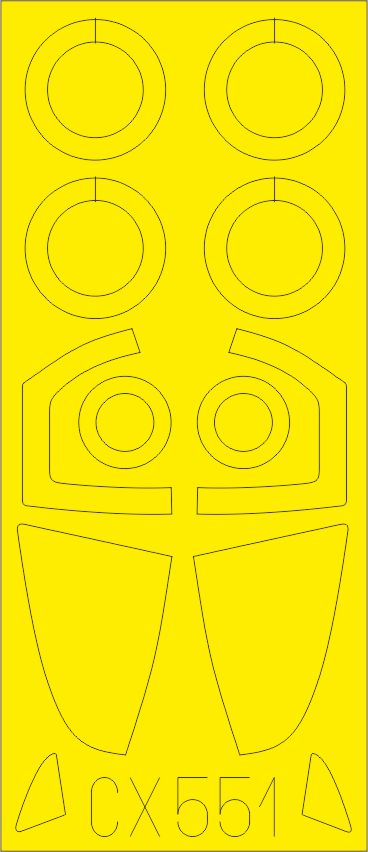 Sukhoi Su-57 Frazor canopy frame paint mask (designed to be used with Zvezda kits) (made from yellow Japanese produced Kabuki tape)