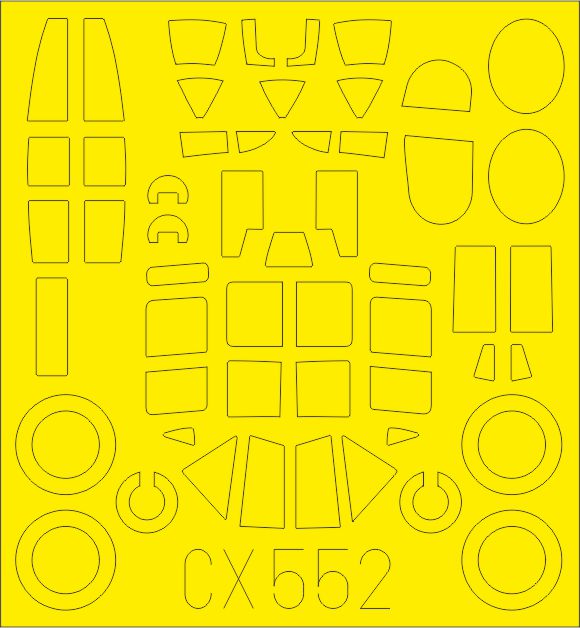 Petlyakov Pe-2 canopy frame paint mask (designed to be used with Zvezda kits) (made from yellow Japanese produced Kabuki tape)