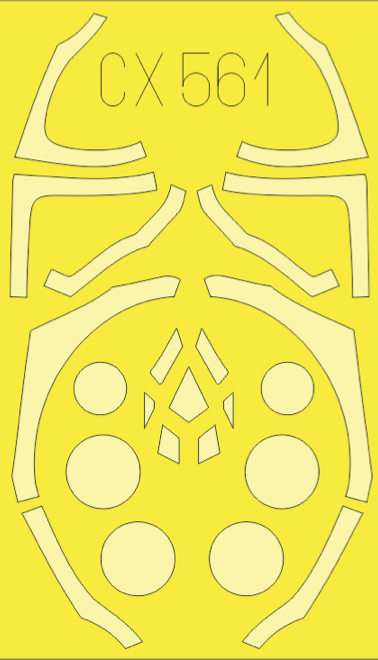 Lockheed-Martin F-35B Lightning II canopy frame paint mask (designed to be used with Italeri kits) (made from yellow Japanese produced Kabuki tape)