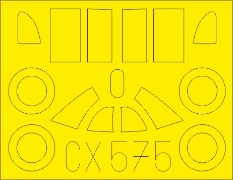 Lavochkin La-5 early canopy frame paint mask (designed to be used with Clear Prop Models kits) (made from yellow Japanese produced Kabuki tape)