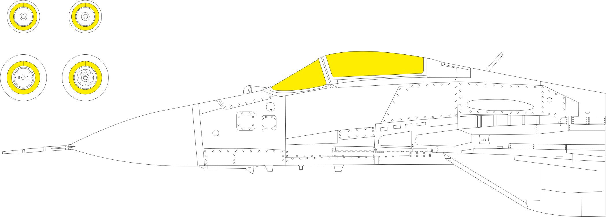 Mikoyan MiG-29 9-12 (designed to be used with Great Wall Hobby kits) (made from yellow Japanese produced Kabuki tape)