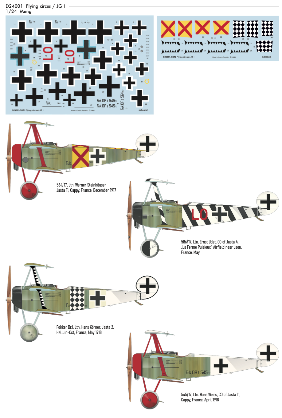 Fokker Dr.I Triplane Flying circus / JG I 1/24 (designed to be used with Meng Models kits)