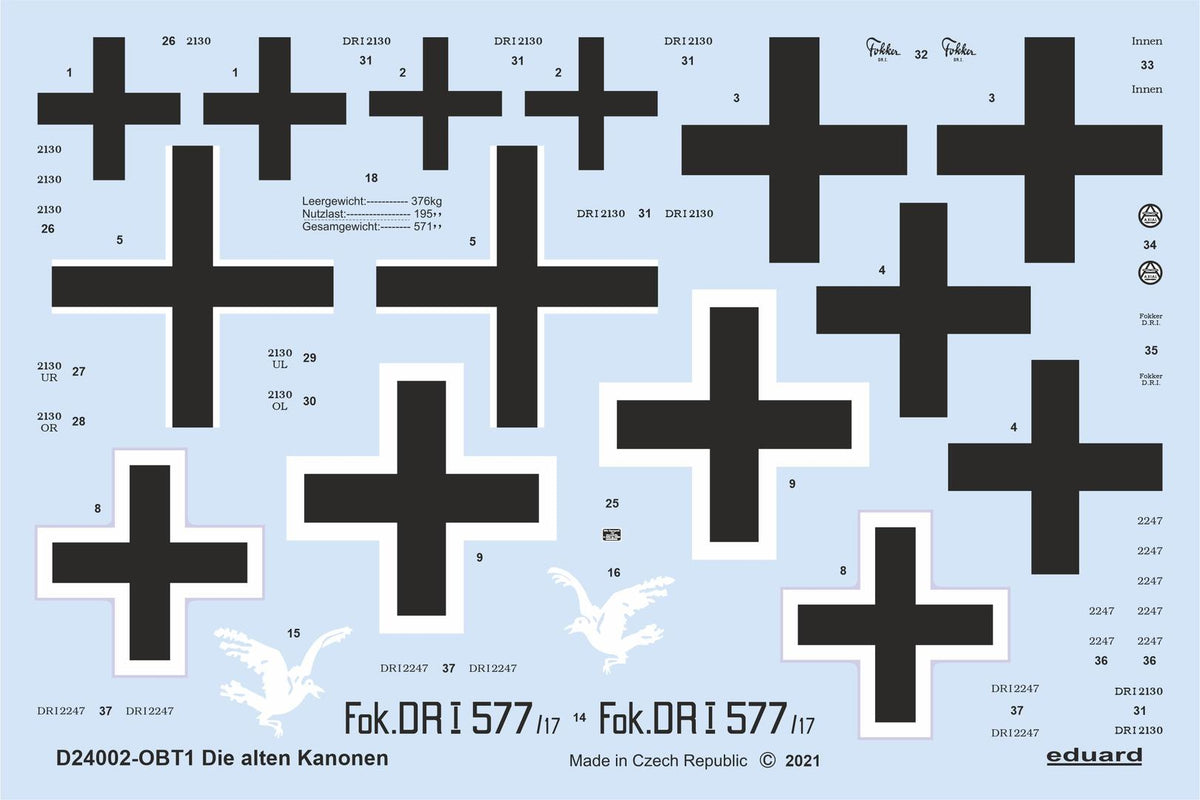 Die alten Kanonen Fokker Dr.I Triplane 1/24 (designed to be used with Meng Model kits)