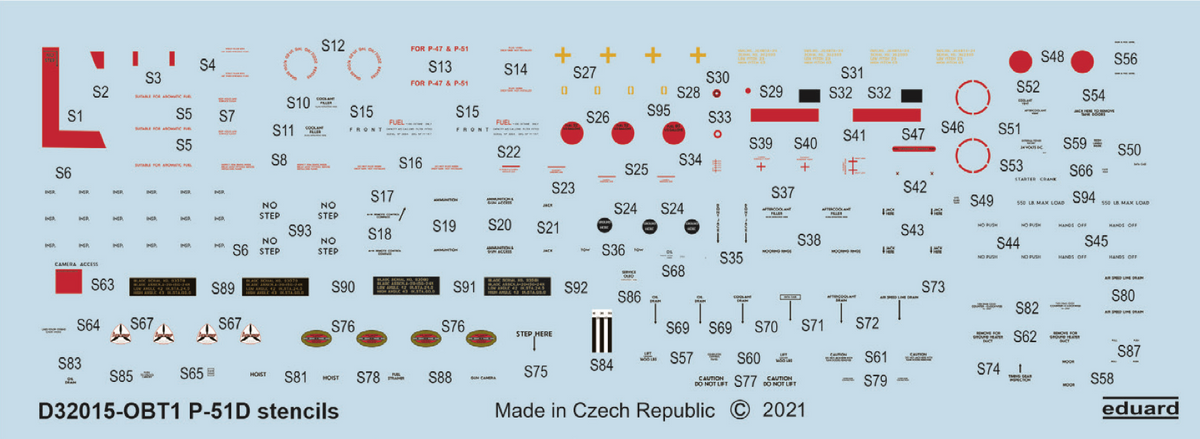 North-American P-51D Mustang stencils (designed to be used with Revell and Tamiya kits)