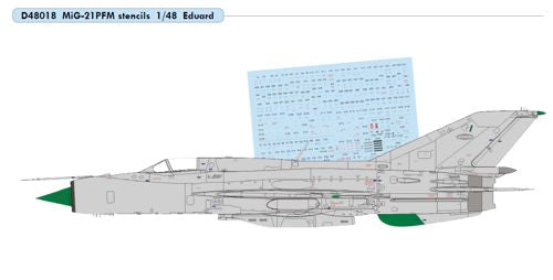 Mikoyan MiG-21PFM stencil decals (designed to be used with Eduard kits)