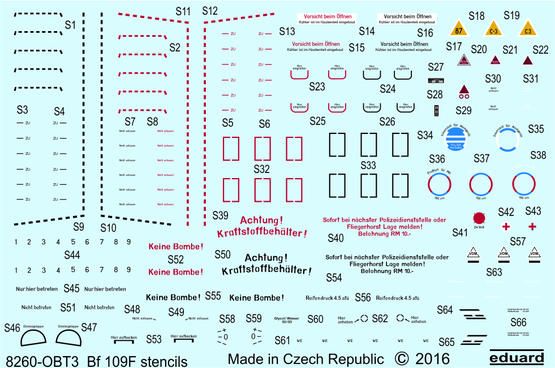 Messerschmitt Bf-109F-2/Bf-109F-4 stencils