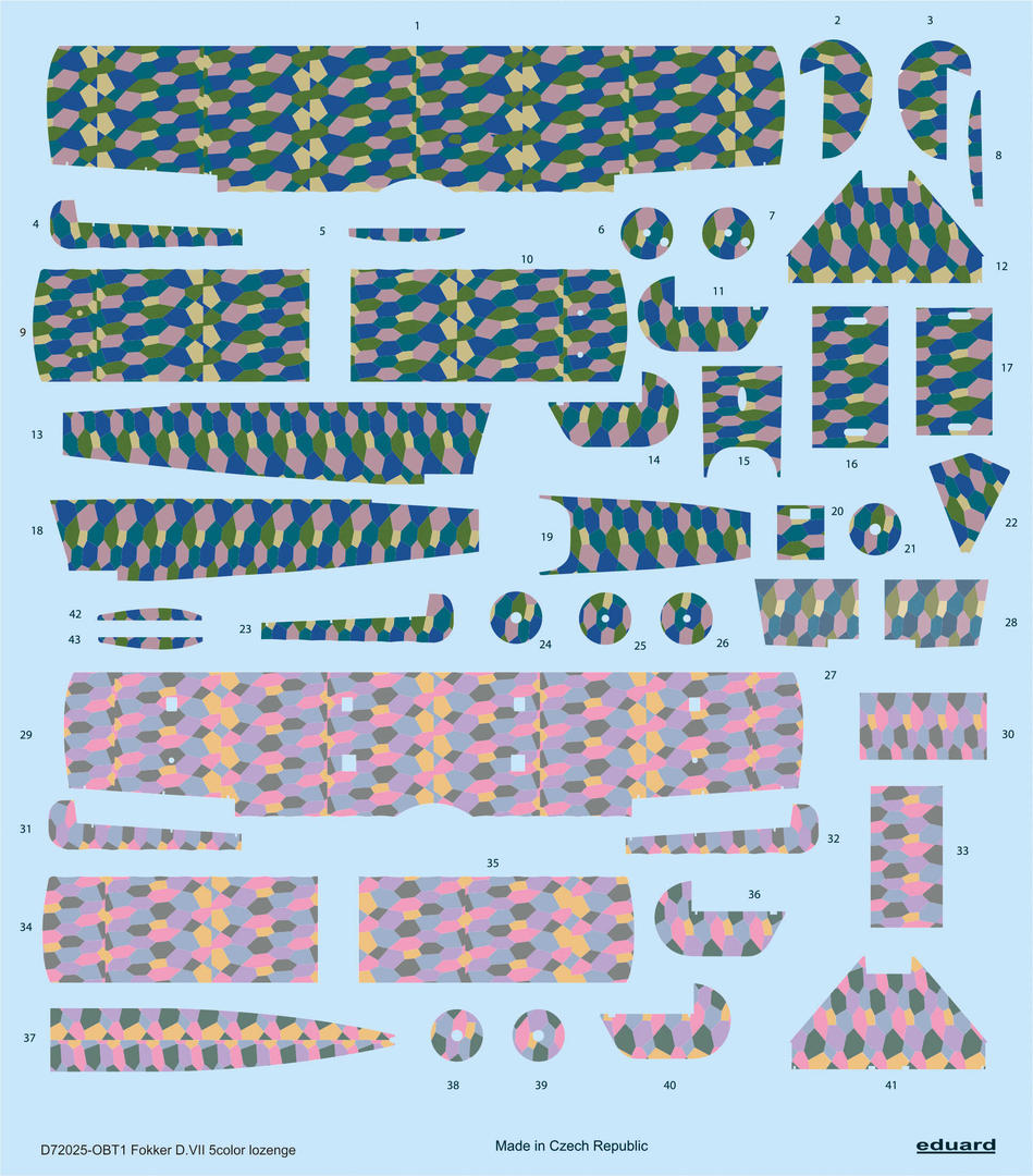 Fokker D.VII 5 color lozenge (designed to be used with Eduard kits)