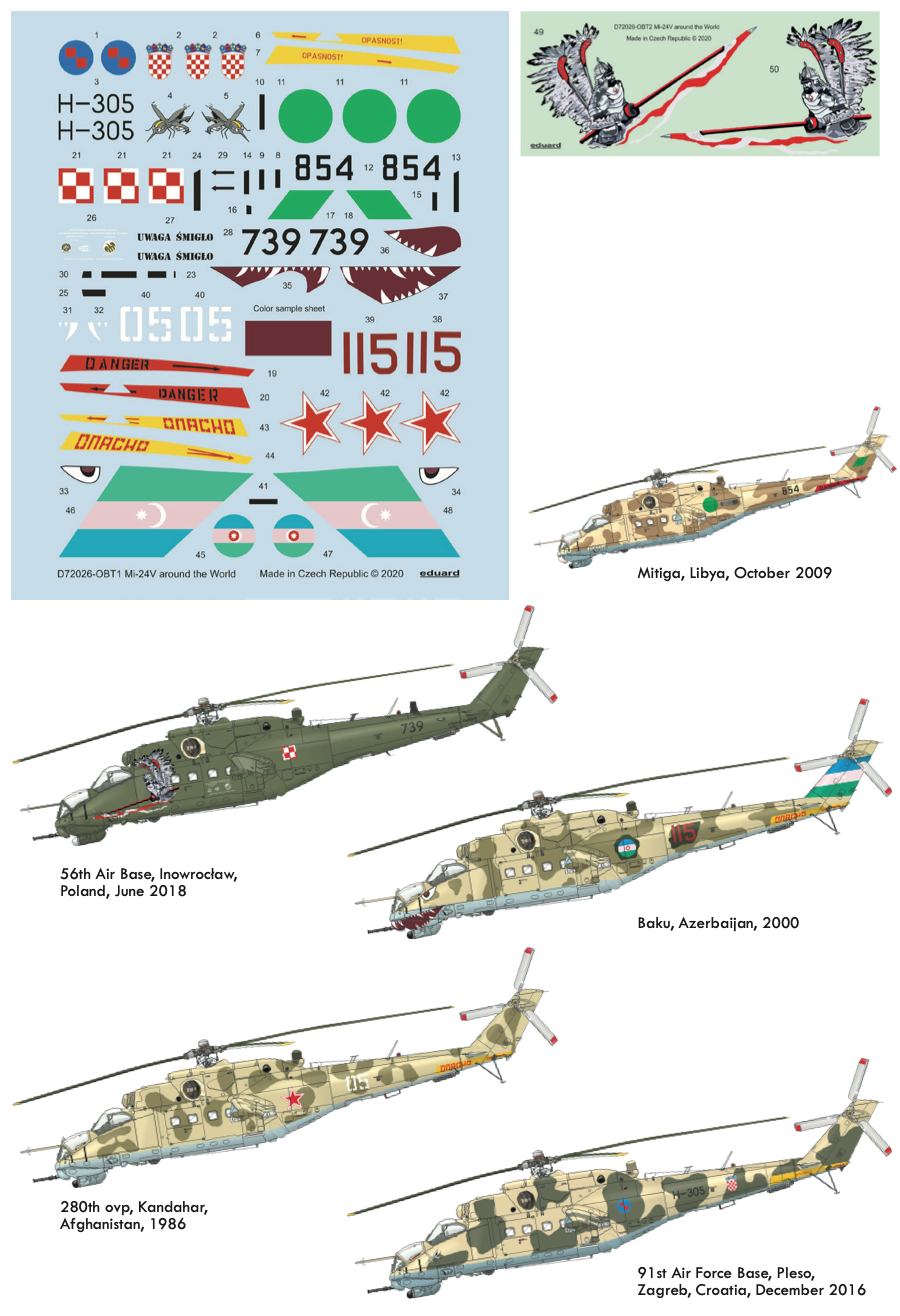 Mil Mi-24V around the World (designed to be used with Zvezda kits) (Eduard sold out September 2025)