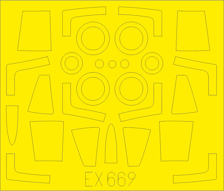 Lockheed F-104J Starfighter TFace canopy frame paint mask (inside & outside) (designed to be used with Kinetic Model kits) (made from yellow Japanese produced Kabuki tape)(Eduard sold out December 2025)