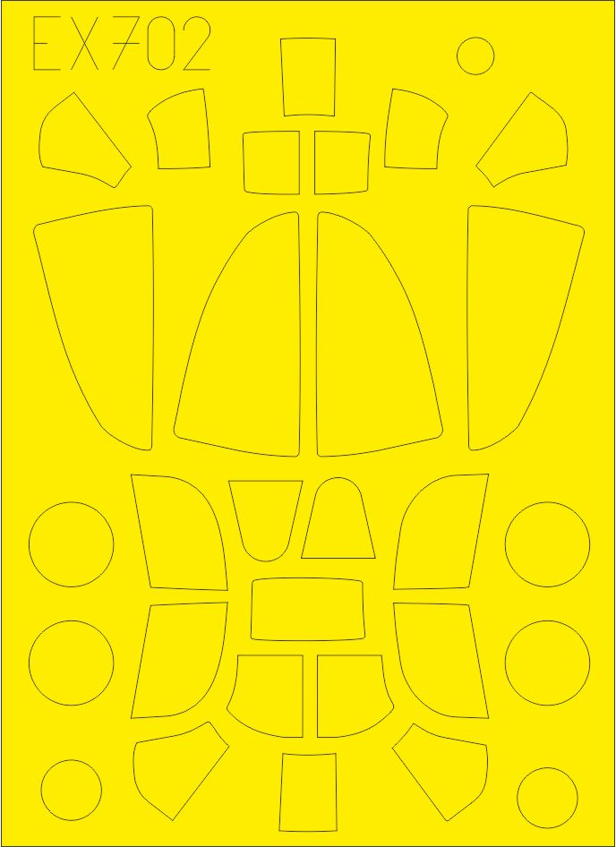 Bell P-39/P-400 Airacobra TFace canopy frame paint mask (inside & outside) (designed to be used with Eduard kits) (made from yellow Japanese produced Kabuki tape)