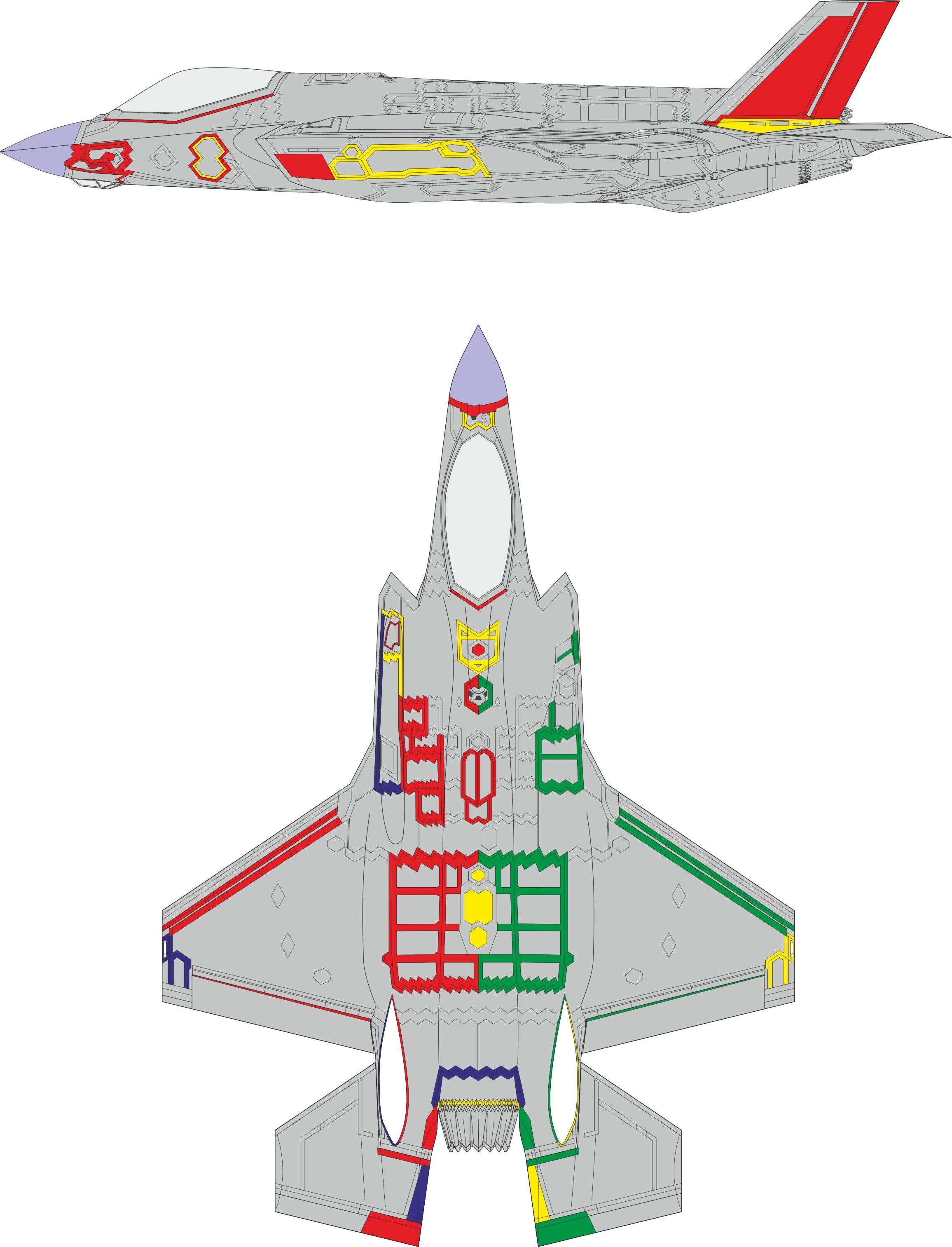 Lockheed-Martin F-35A Lightning II RAM coating early (designed to be used with Tamiya kits) (made from yellow Japanese produced Kabuki tape)