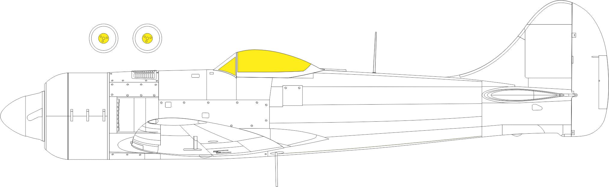 Hawker Tempest Mk.II Weekend canopy frame paint mask (designed to be used with Eduard kits) (made from yellow Japanese produced Kabuki tape)