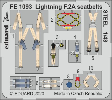 BAC/EE Lightning F.2A/F.6 seatbelts STEEL (designed to be used with Airfix kits)