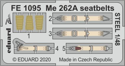 Messerschmitt Me-262A seatbelts STEEL (designed to be used with Hobby Boss kits) [Me-262A-1a Me-262A-1a/U1 Me-262A-2a/U2 Me-262A-1a/U3 Me-262A-1a/U4 Me-262A-1a/U5 Me-262A-1b]