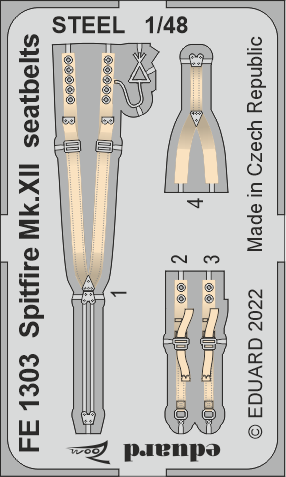 Supermarine Spitfire Mk.XII seatbelts STEEL (designed to be used with Airfix kits)