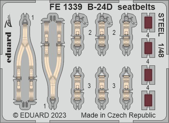 Consolidated B-24D Liberator seatbelts STEEL (designed to be used with Monogram and Revell kits)