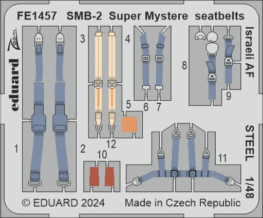 Dassault SMB-2 Super Mystere seatbelts Israeli AF STEEL 1/48 (designed to be used with Special Hobby kits)