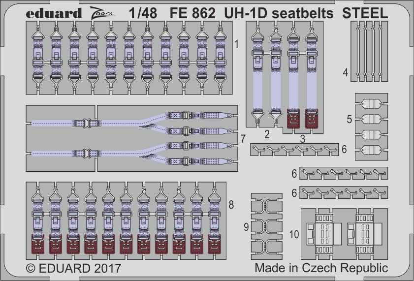 Bell UH-1D seatbelts STEEL(designed to be used with Kitty Hawk Models Models and Zimi Model kits)