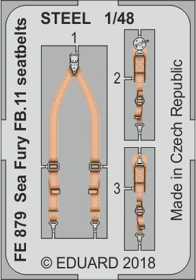Hawker Sea Fury FB.11 seatbelts STEEL Zoom set (designed to be used with Airfix kits)