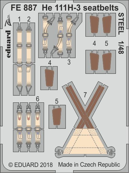 Heinkel He-111H-3 WWII German Bomber seatbelts STEEL (designed to be used with ICM UA UK kits) [He-111H-6]