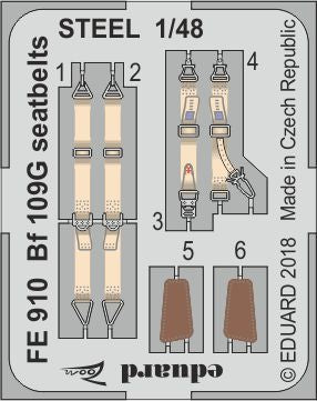 Messerschmitt Bf-109G-2 seatbelts STEEL (designed to be used with Eduard kits)