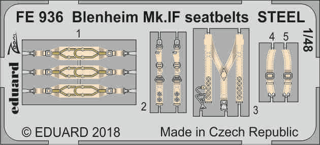 RE-RELEASED!!! Bristol Blenheim Mk.IF seatbelts STEEL 1/48 (designed to be used with Airfix kits)
