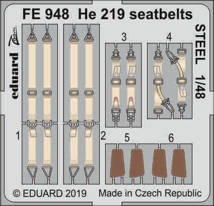 Heinkel He-219A-7 seatbelts STEEL (designed to be used with Tamiya kits)