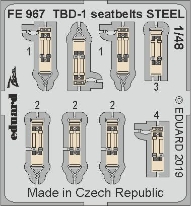 Douglas TBD-1 'Devastator' seatbelts STEEL (designed to be used with Great Wall Hobby kits)