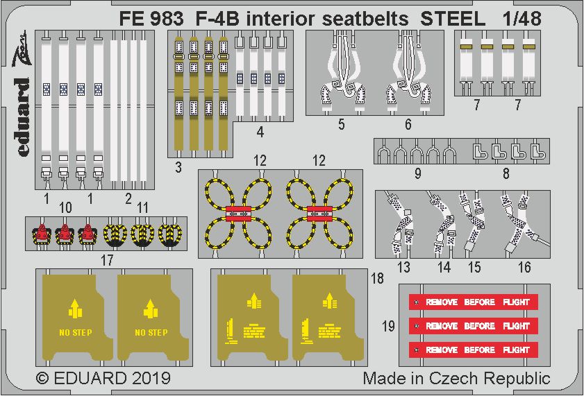 McDonnell F-4B Phantom II interior seatbelts STEEL (designed to be used with Academy kits)