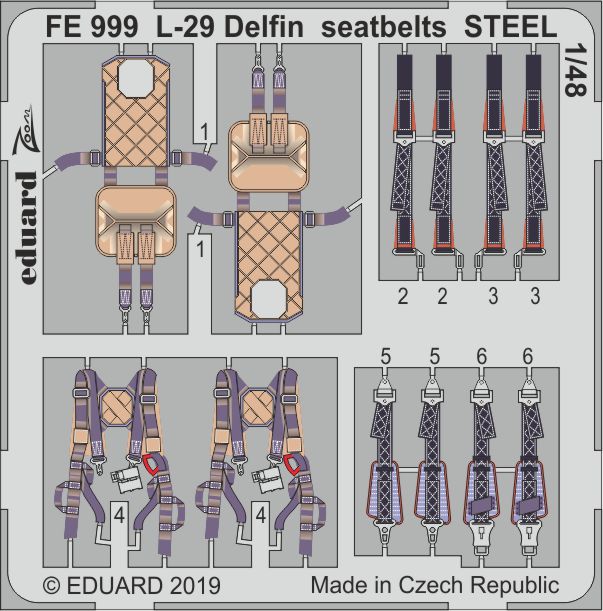 Aero L-29 'Delfin' seatbelts STEEL (designed to be used with Avant Garde with Revell kits)