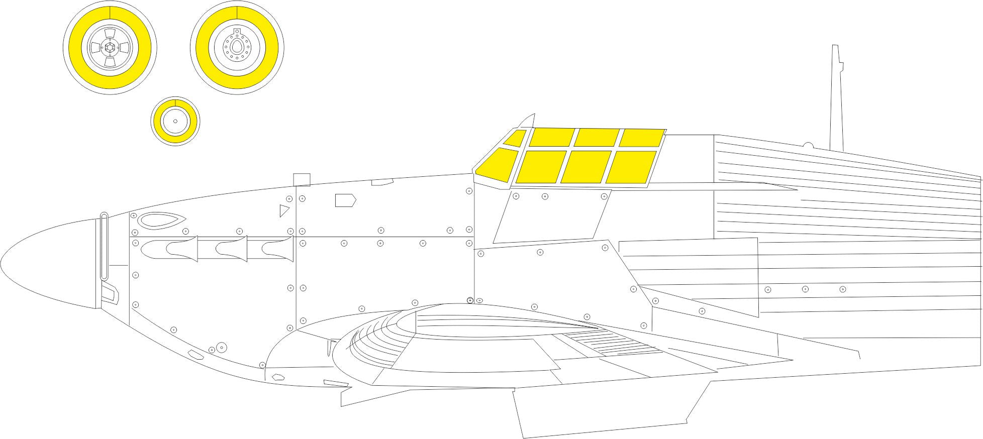Hawker Hurricane Mk.IIb TFace canopy frame paint mask (inside & outside) (designed to be used with Revell kits)