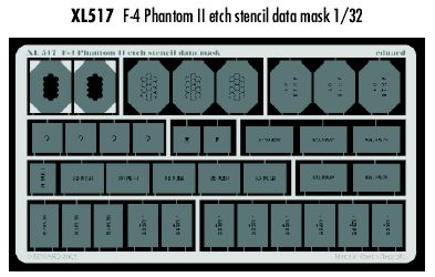 McDonnell F-4 Phantom etched stencil data paint mask (designed to be used with Revell and Tamiya kits)[McDonnell F-4C F-4D F-4E F-4J Phantom]