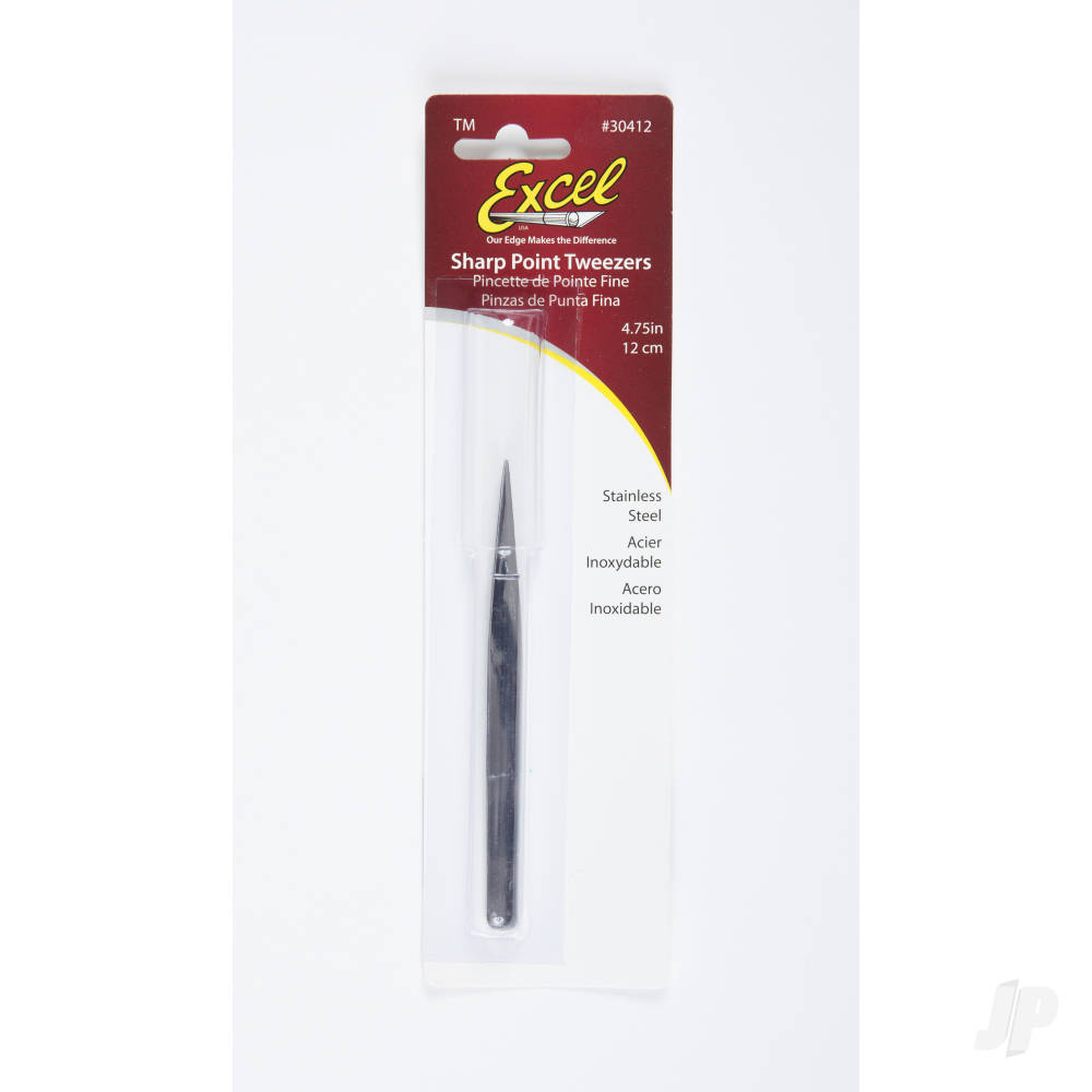 Excel 4.75in Sharp Pointed Stainless Steel Tweezers (Carded) EXL30412 3