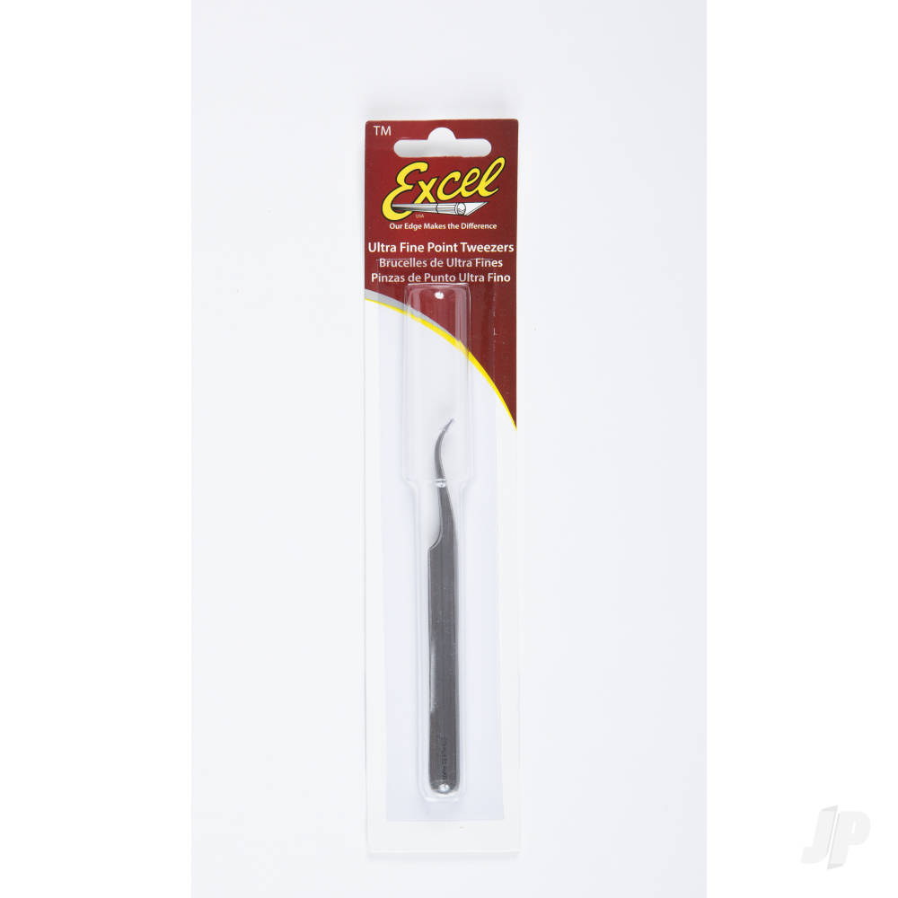 Excel Slant Point Fine Point Tweezers, Polished (Carded) EXL30417 1