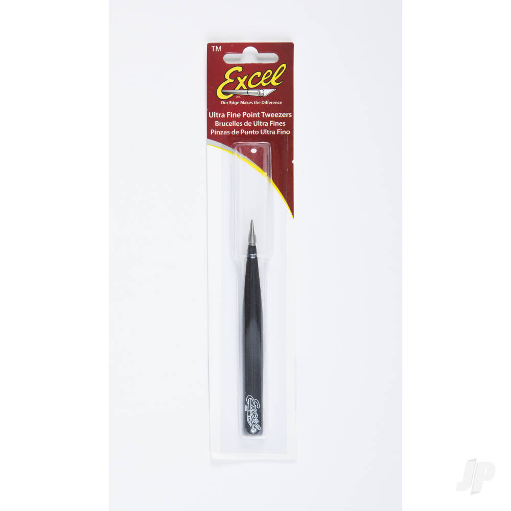 Excel Hollow Handle Ultra Fine Point Tweezers, Black (Carded) EXL30422 1