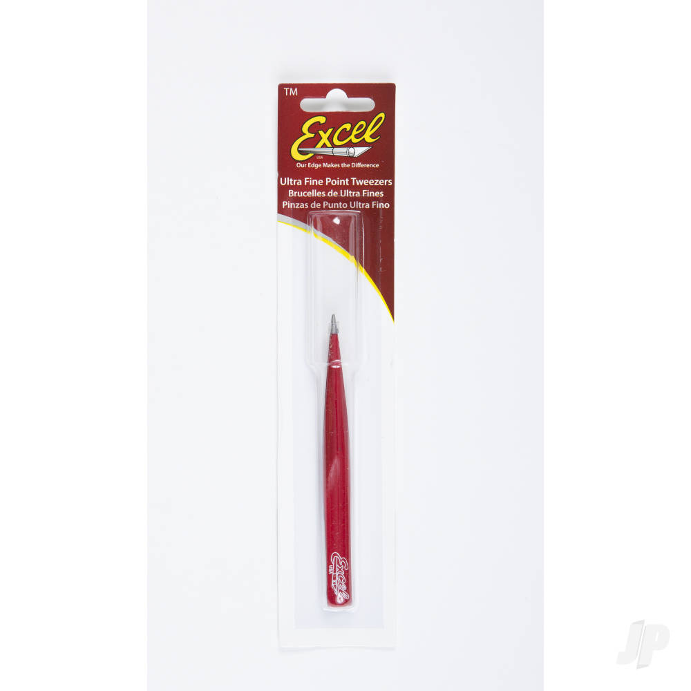 Excel Hollow Handle Ultra Fine Point Tweezers, Red (Carded) EXL30428 1