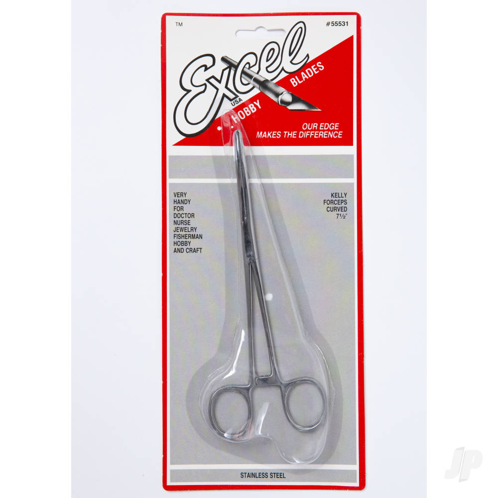 Excel 7.5in Curved Nose Stainless Steel Hemostats (Carded) EXL55531 1