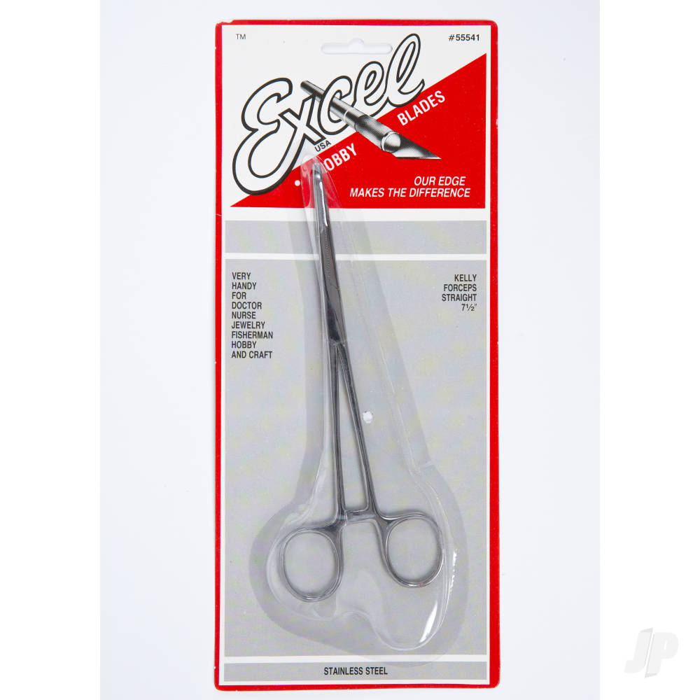 Excel 7.5in Straight Nose Stainless Steel Hemostats (Carded) EXL55541 1