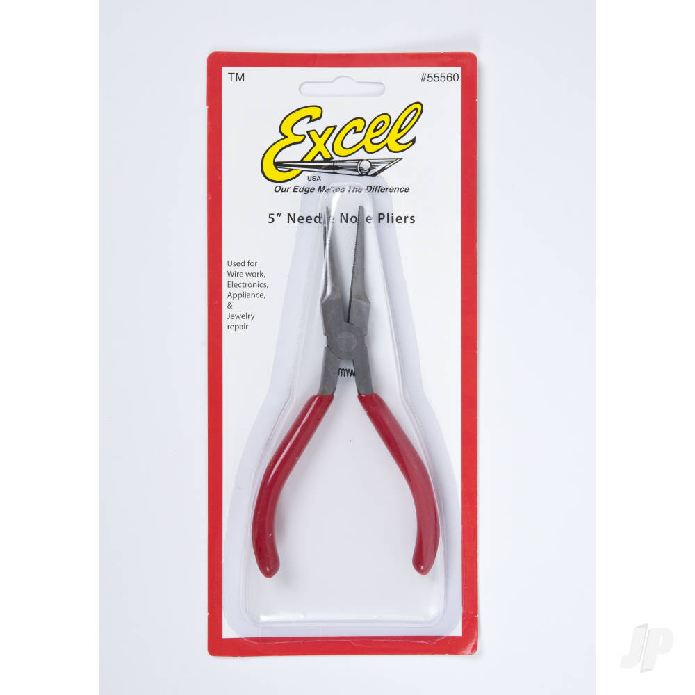 Excel 5in Spring Loaded Soft Grip Plier, Needle Nose (Carded) EXL55560 1