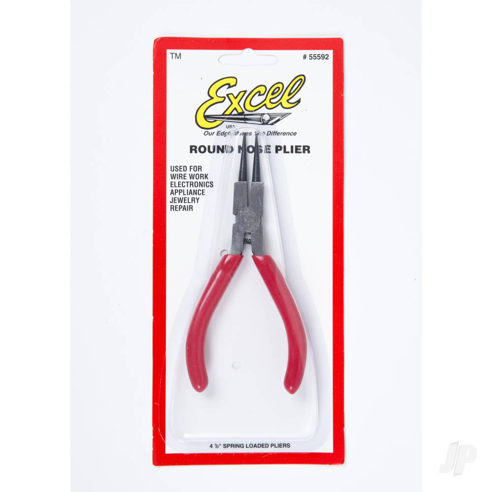 Excel 5in Spring Loaded Soft Grip Plier, Round Nose (Carded) EXL55592 1