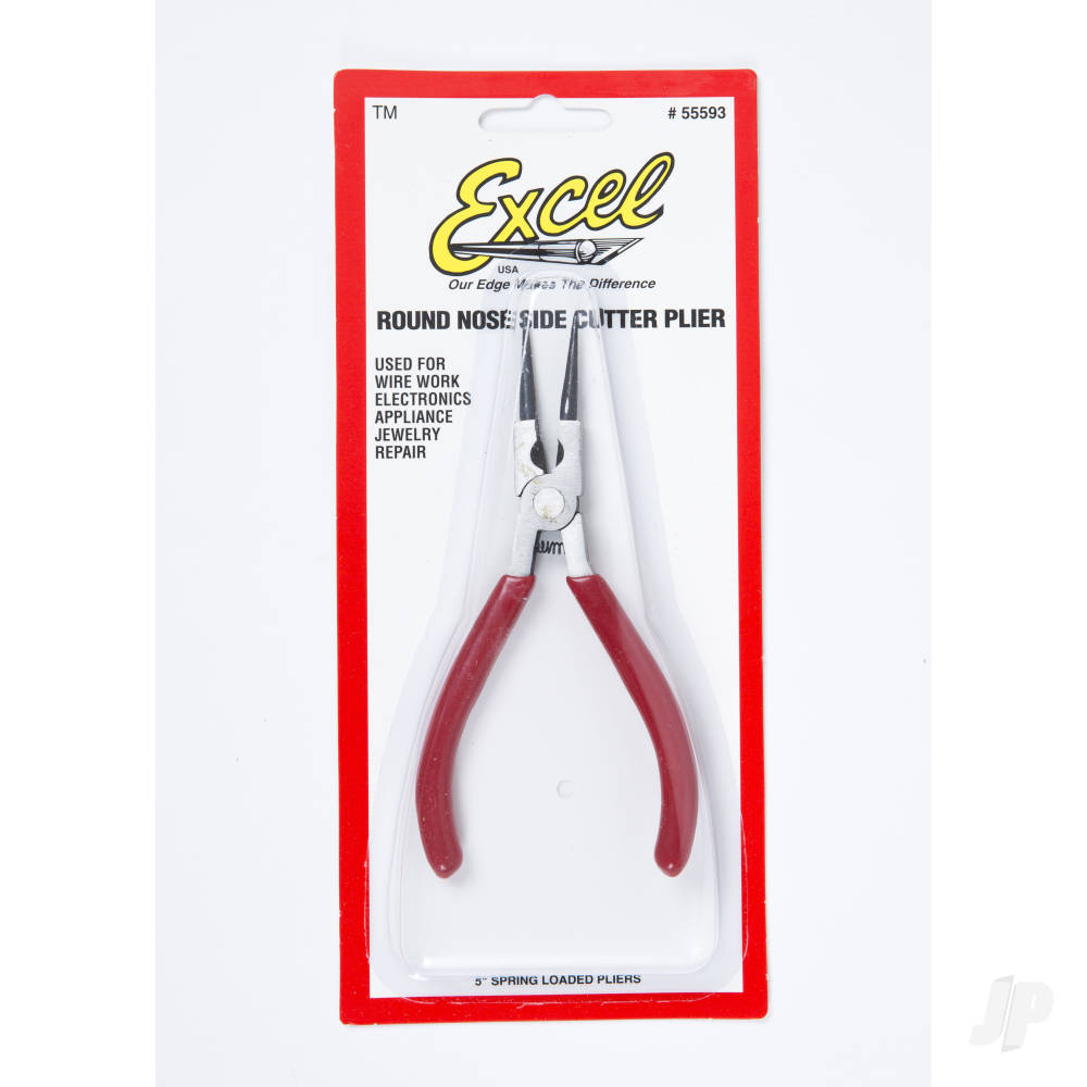 Excel 5in Spring Loaded Soft Grip Plier, Round Nose with Side Cutter (Carded) EXL55593 1