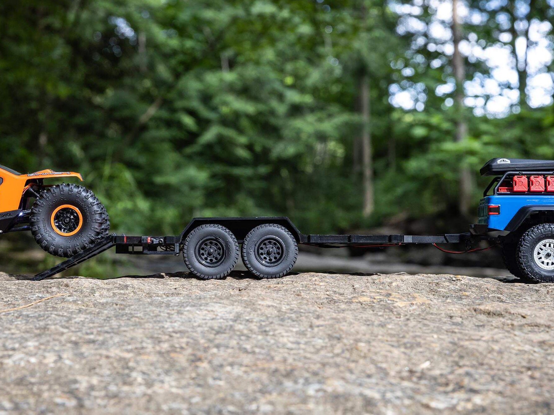 SCX24 Flat Bed Vehicle Trailer with LED Taillights:1/24th