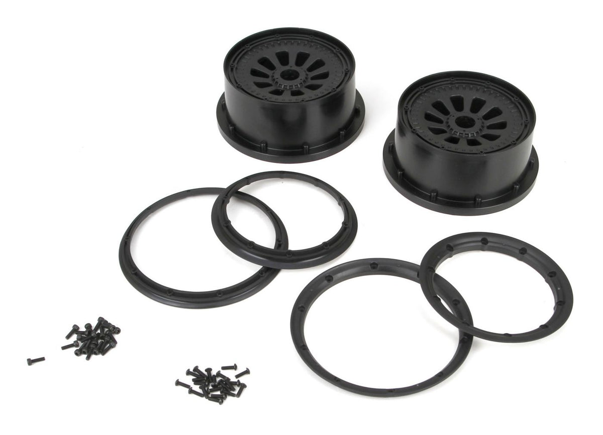 Wheel &amp; Beadlock Set, Black (2), 5T