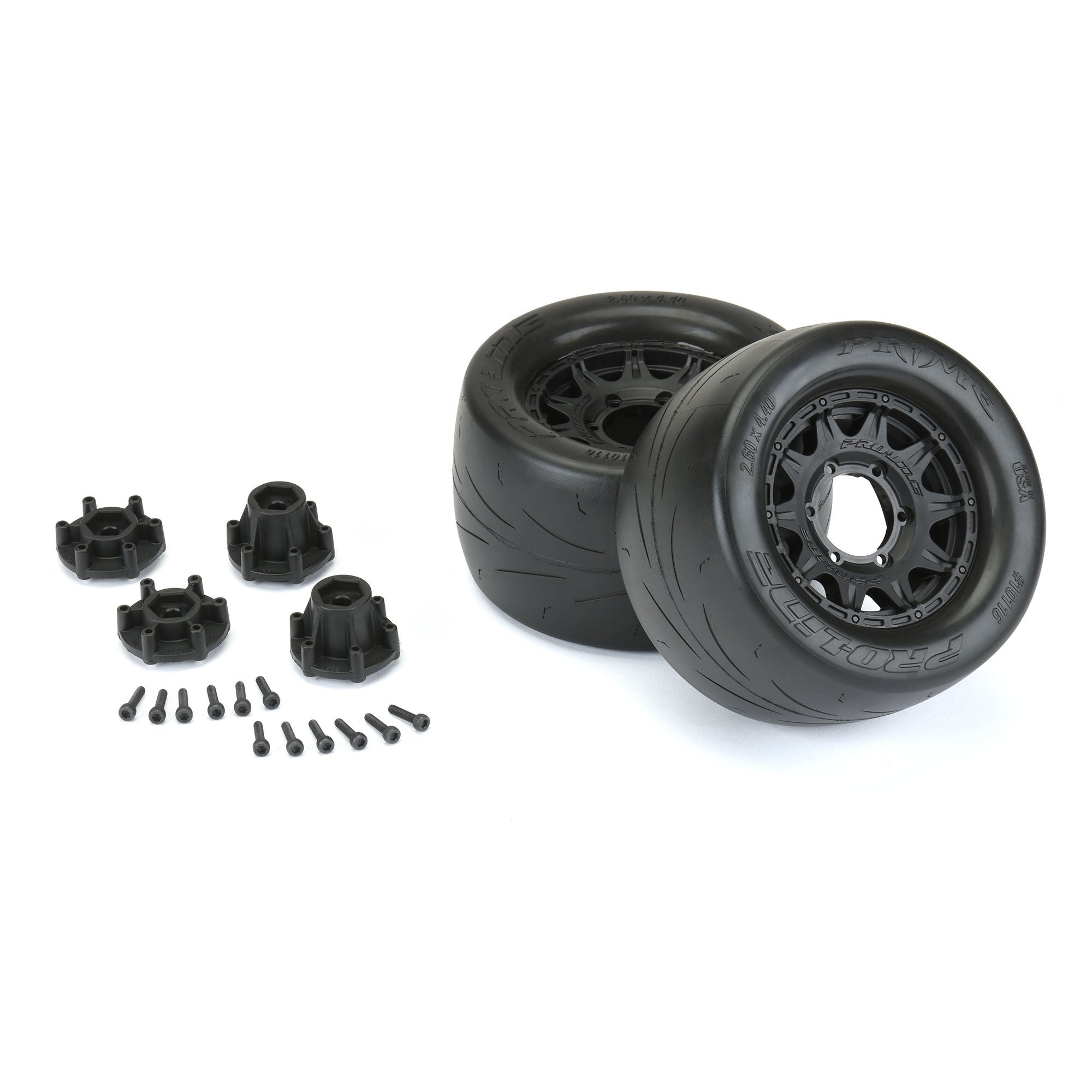 1/10 Prime Front/Rear 2.8" Street MT Tires Mounted 12mm Blk